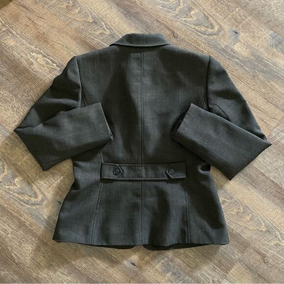 TAHARI Blazer Jacket Brown Black 6 Petite Office Classic Minimalist - Picture 6 of 9